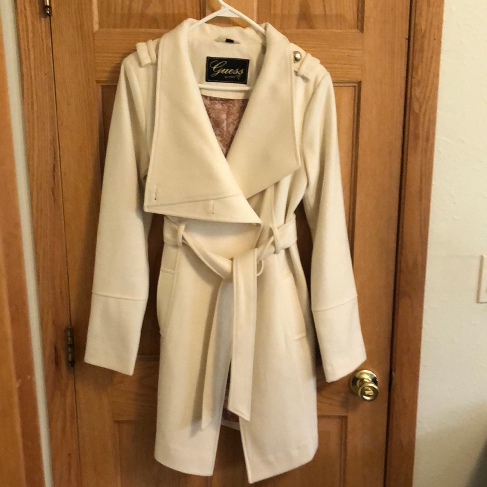 Guess White Pea Coat